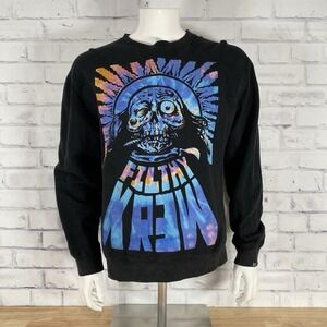 FILTHY KR3W Sweater Size Large Pullover Crew Neck Black Skateboarding